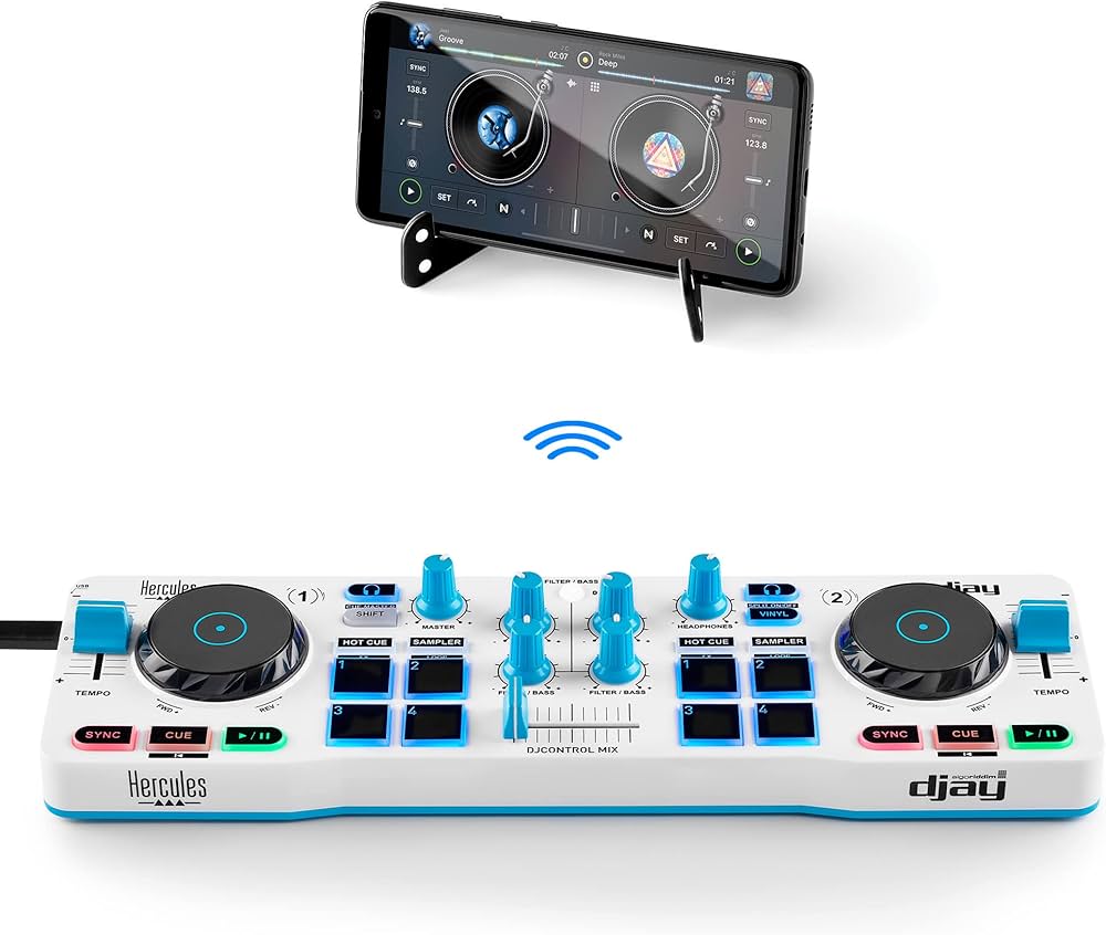Hercules DJControl Mix Blue Edition – Compact DJ Controller with