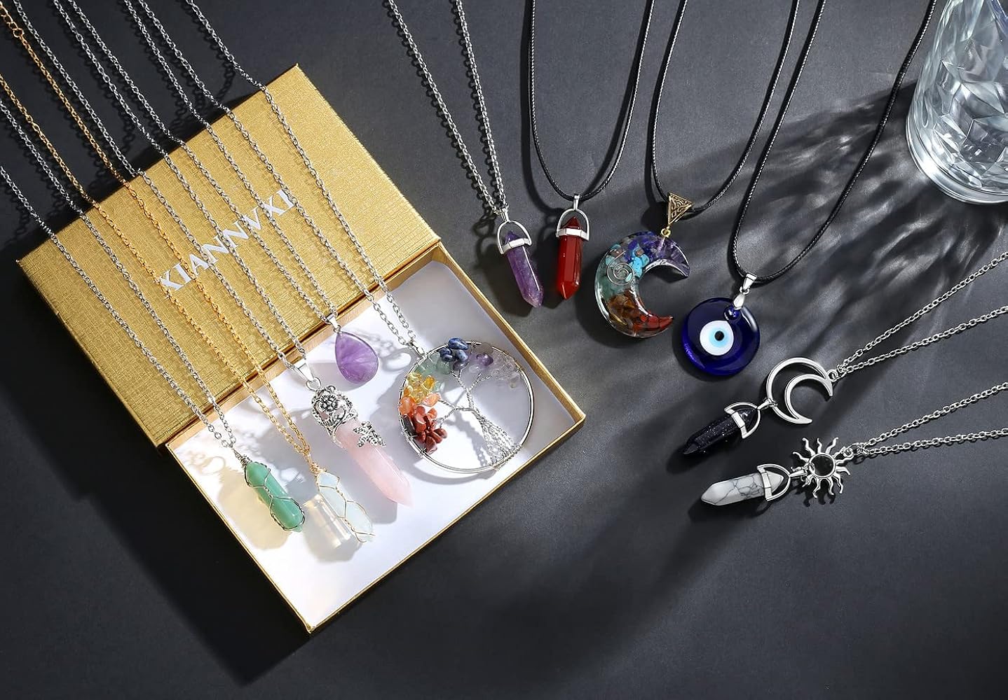 Amazon.com: XIANNVXI 11 Pcs Crystal Necklaces for Women Evil Eye