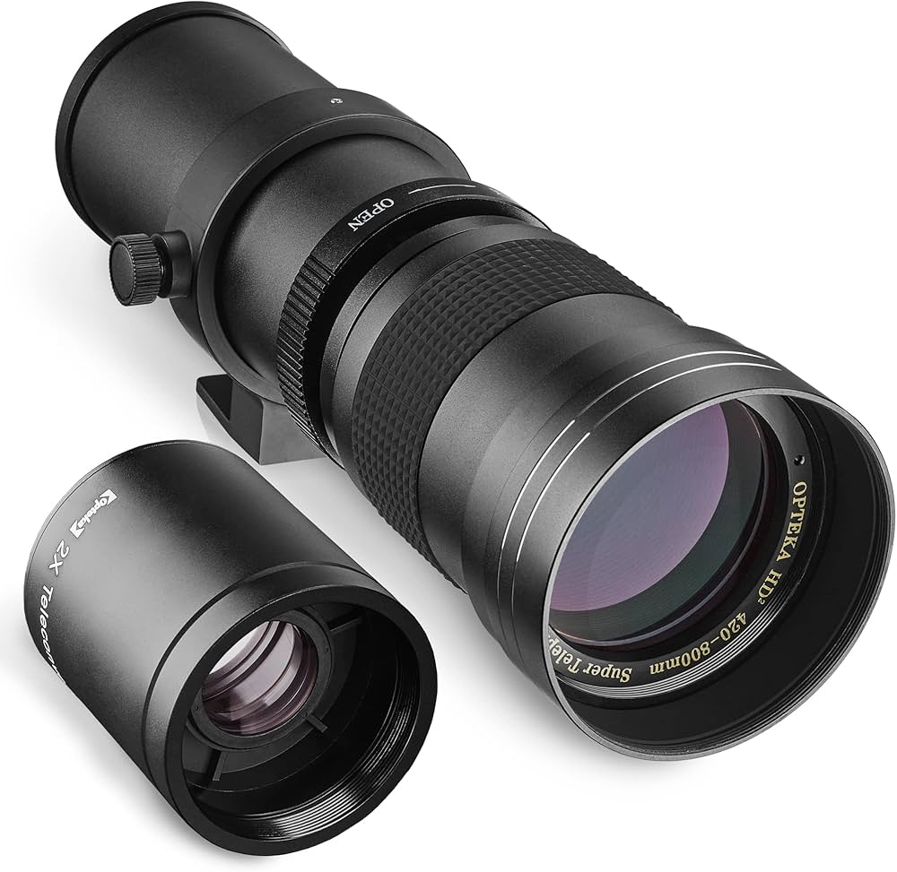 Opteka 420-800mm (w/ 2X- 840-1600mm) f/8.3 HD Telephoto Zoom Lens