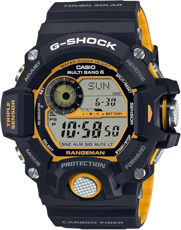 Casio GW-9400 Series Rangeman Solar Radio Watch, Black, Modern