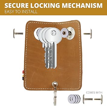 GARZINI Leather Key Organizer, Compact Key Holder with Key Chain