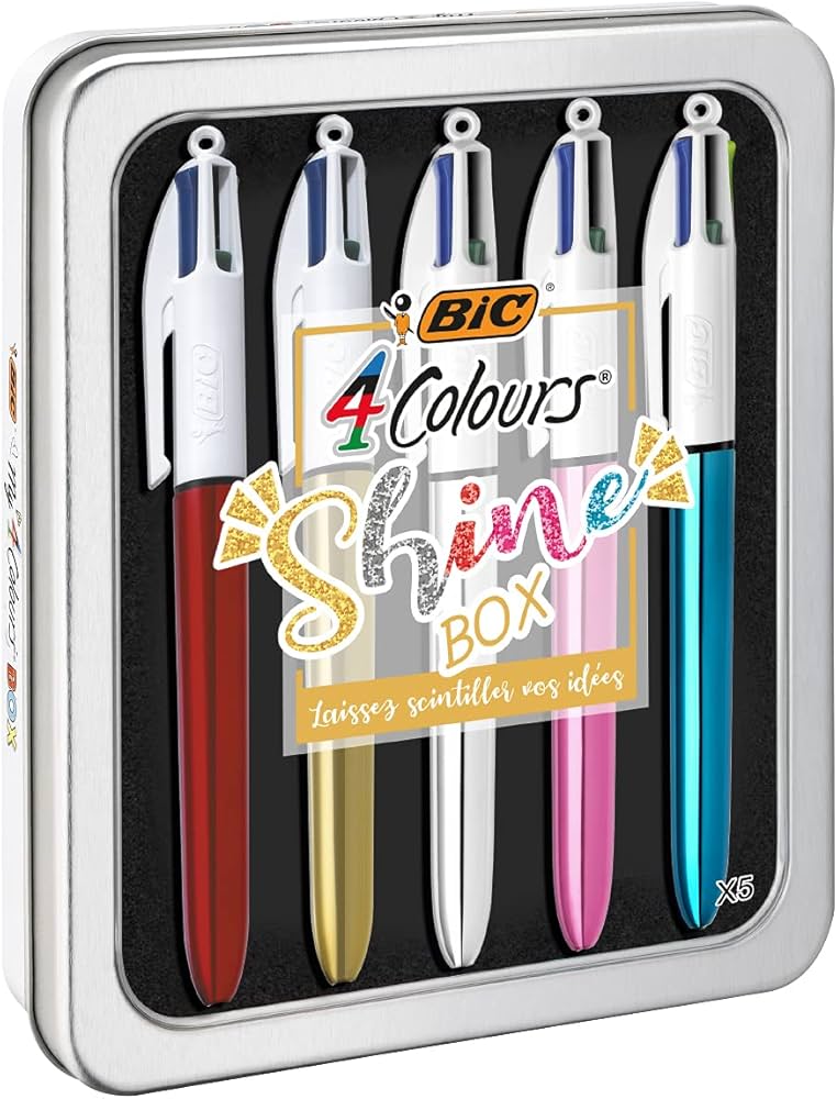 Amazon | ビック(Bic) ボールペン 4色ボールペン 多色 シャイン 1.0mm