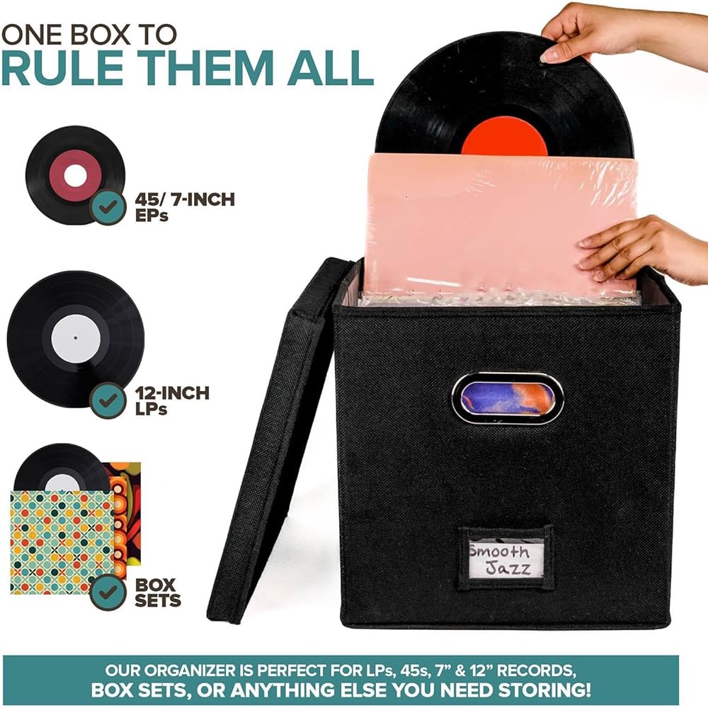 Amazon｜レコード収納ボックス - ビニール LP ホルダー、レコード