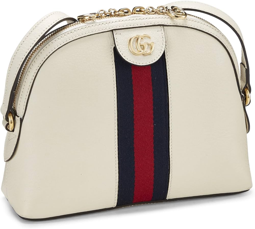 Amazon.com: Gucci, Pre-Loved White Leather Ophidia Dome Shoulder