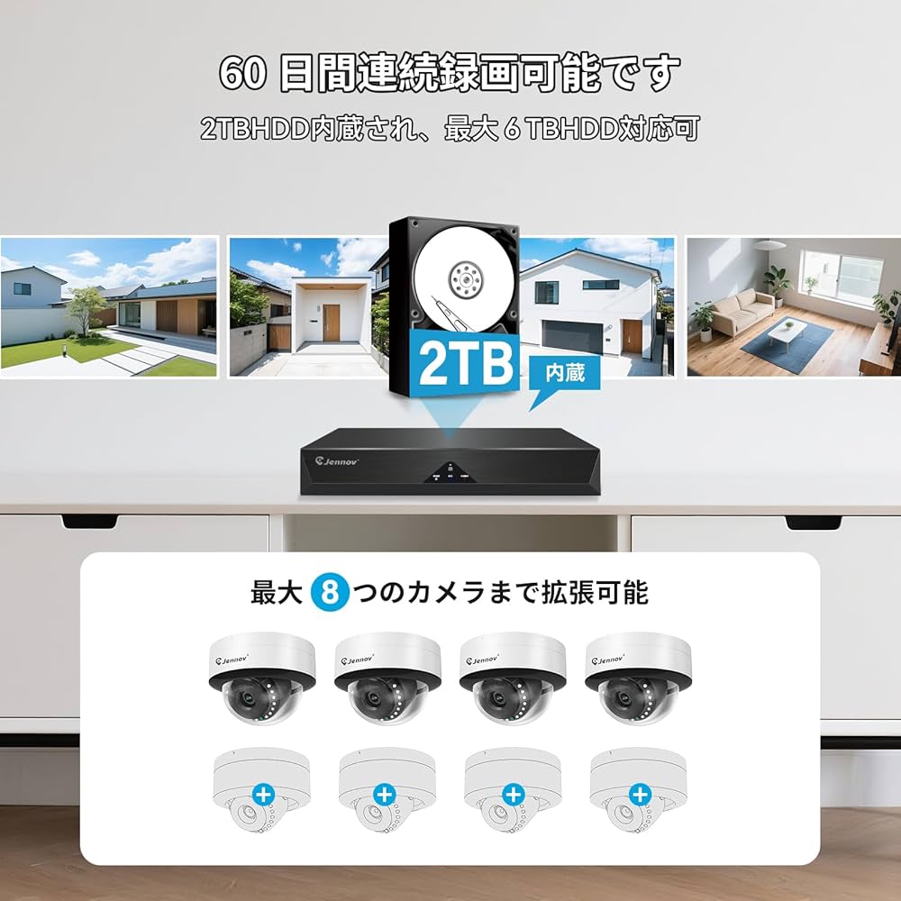 Amazon.co.jp: 【800万画素対応】JENNOV 防犯カメラ 屋外 poe 人体