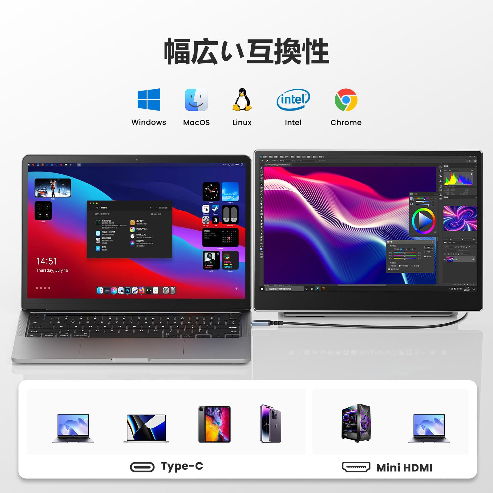 Amazon.co.jp: Laptomo デュアルモニター 15.6インチ モバイル
