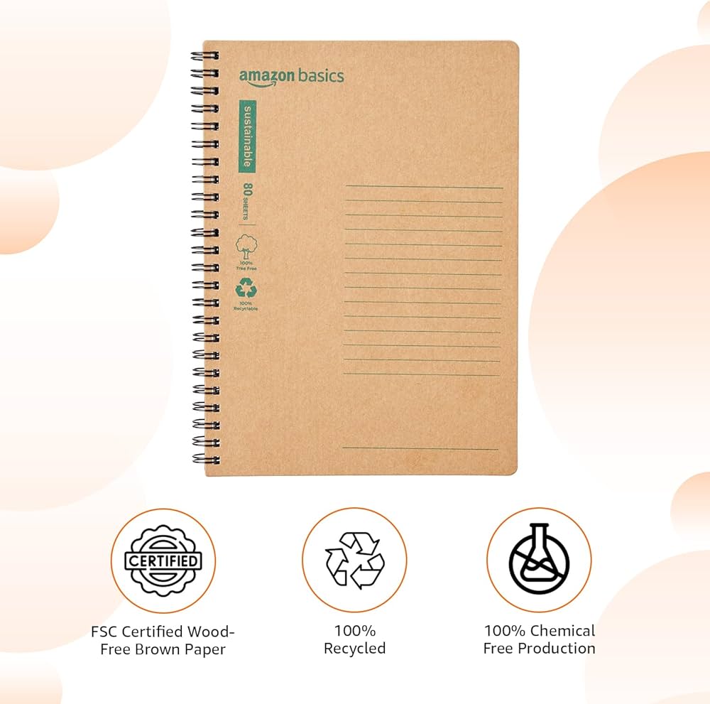 amazon basics Eco-Friendly Notebook, A4, Pack of 2, 80 Sheets Each