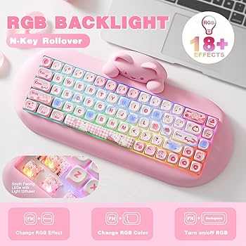 Amazon | YUNZII C68 ワイヤレスメカニカルキーボード かわいい猫 ps4
