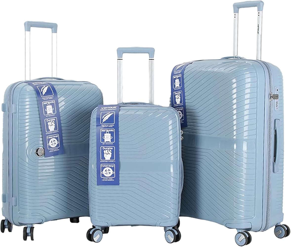 VIPTOUR Luggage 3-Pieces Set PP Hard Side Bag 360 Degree Spinner