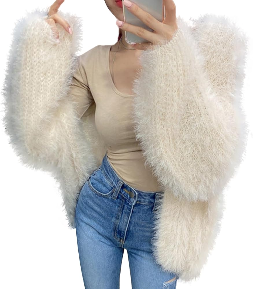 Women's Fuzzy Cardigan Sweaters, Warm Fall Winter Coats Cozy Cute