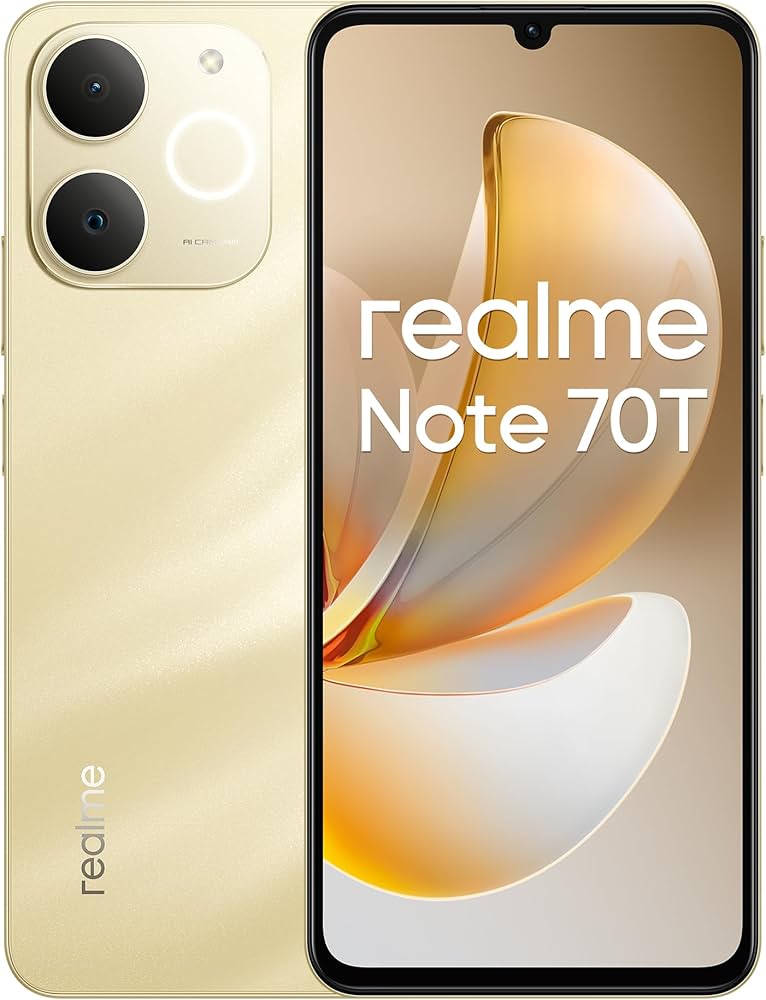 realme Note 70T 4G Smartphone 4+64GB, 6.75 Inch Screen, Gold, 90Hz
