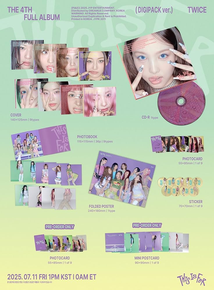 TWICE THIS IS FOR 4th Album Digipack 9 Version Set CD+36p