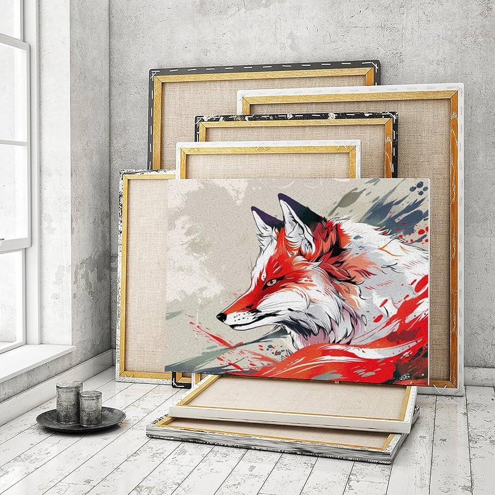 Amazon | 日本のアニメ風の赤と白のキツネ 数字キットによる絵画 数字