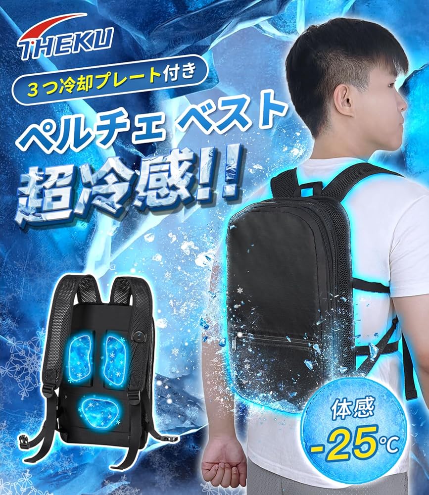 RuiPu ペルチェベスト 冷却プレート付き 10000mAh大容量バッテリー付