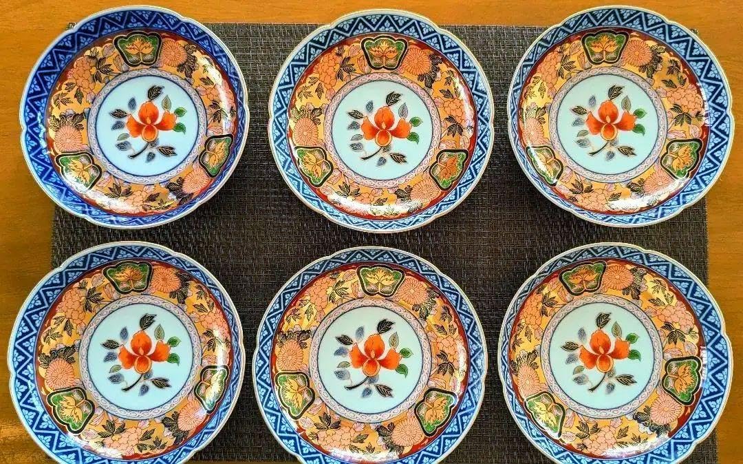 豪華絢爛 其泉作 色絵金彩鳳凰文 取皿 中皿 逸品 5枚