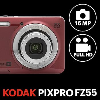 KODAK Câmera digital PIXPRO Zoom FZ55-RD de 16 MP com zoom óptico