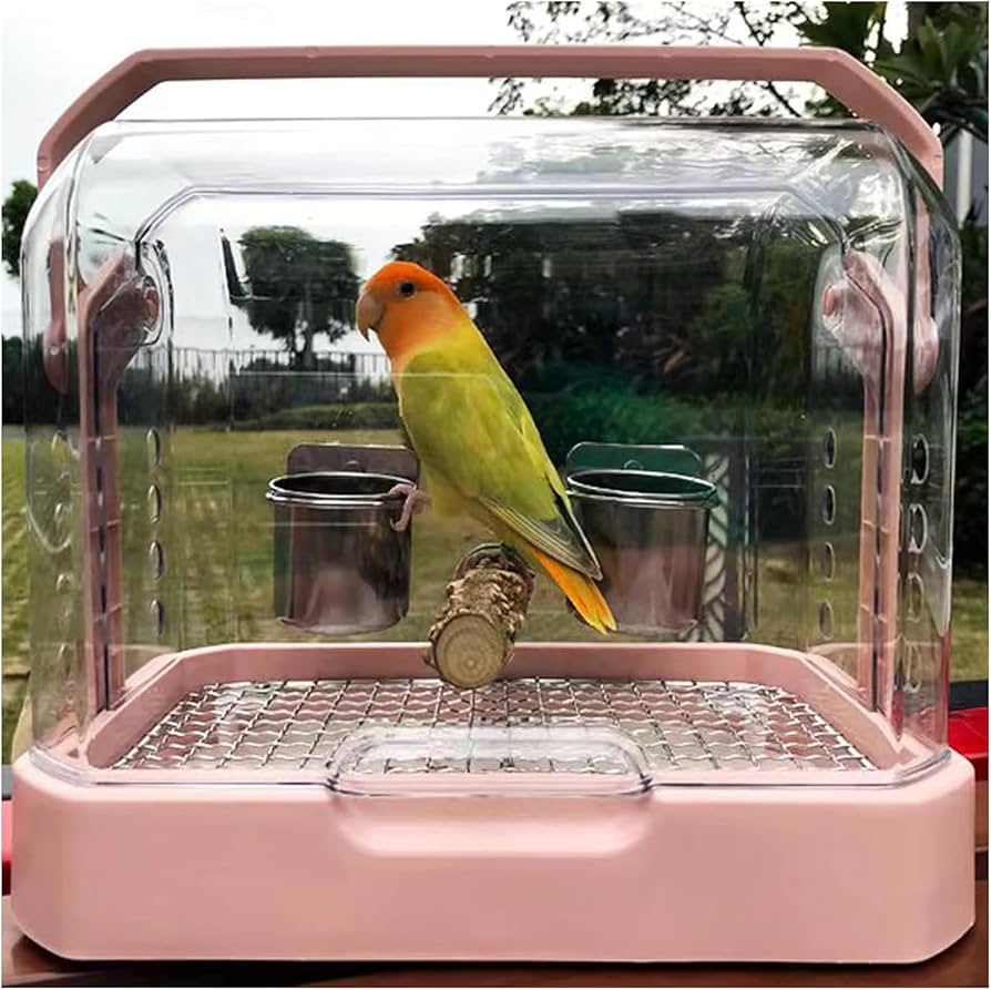 Amazon | インコ キャリー・鳥籠両用 パノラマ完全透明アクリル鳥