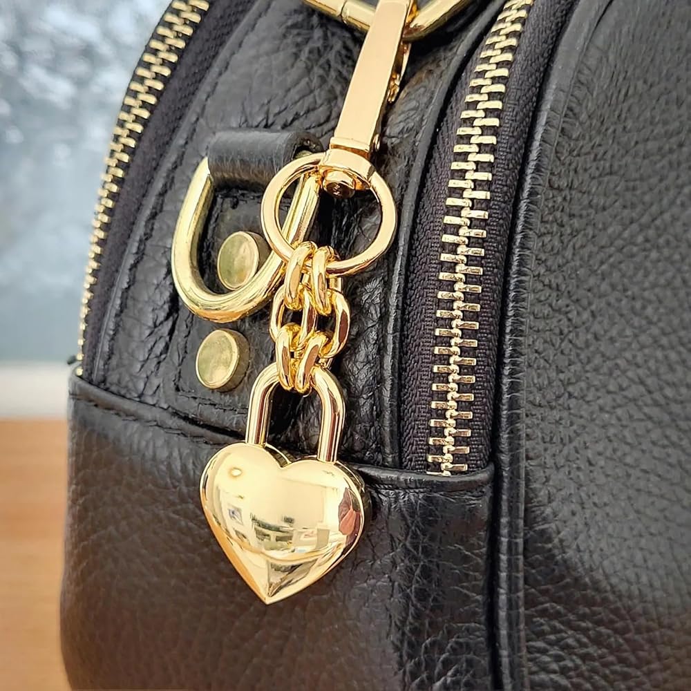 Agromusk Gold Heart Padlock Bag Charms,Heart Shaped Keychain
