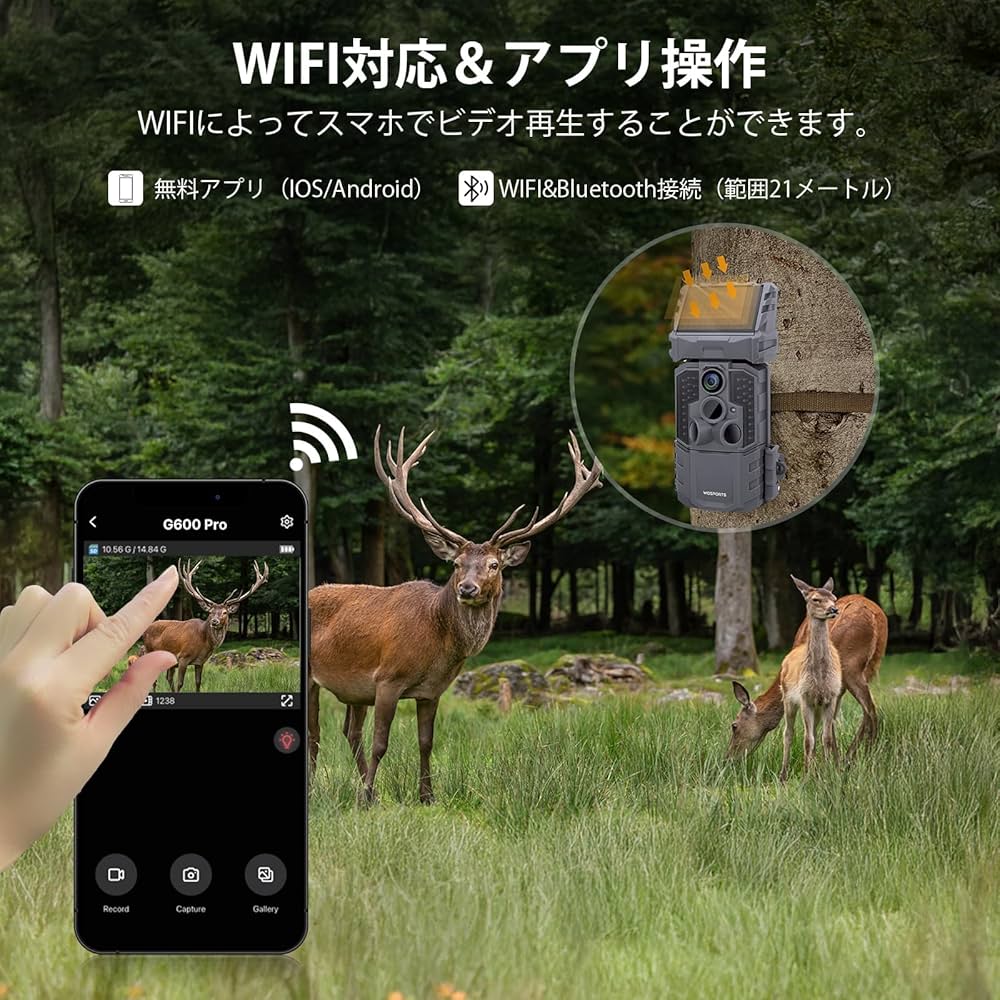 Amazon.co.jp: Wosports 2025最新型 4K トレイルカメラ ソーラー WIFI