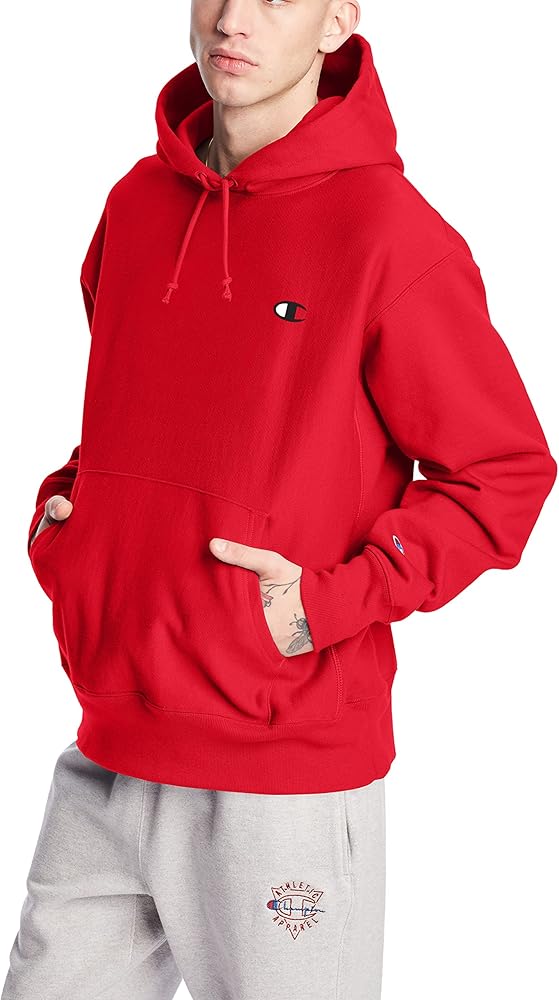 Champion Men's Reverse Weave Pullover Hoodie, Team Red Scarlet
