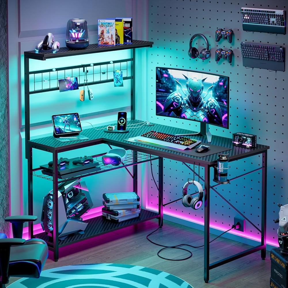 Amazon | Bestier ゲーミングデスク l字デスク コンセント付き USB-C