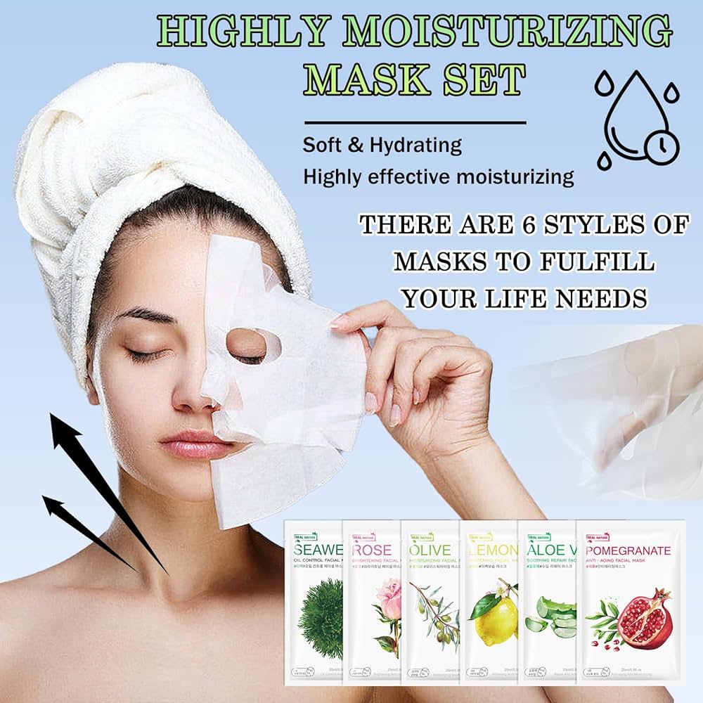 24 Combo Pack Aloe Vera Face Sheet Mask Set,Highly Moisturizing