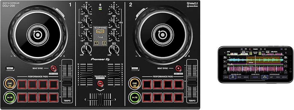 Pioneer DDJ-200 - Controller base Bluetooth per DJ, utilizzabile