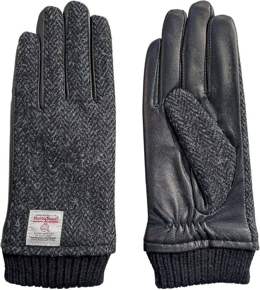 Amazon | [Fonzell Rosso] Harris Tweed 本革手袋 メンズ カシミア裏地