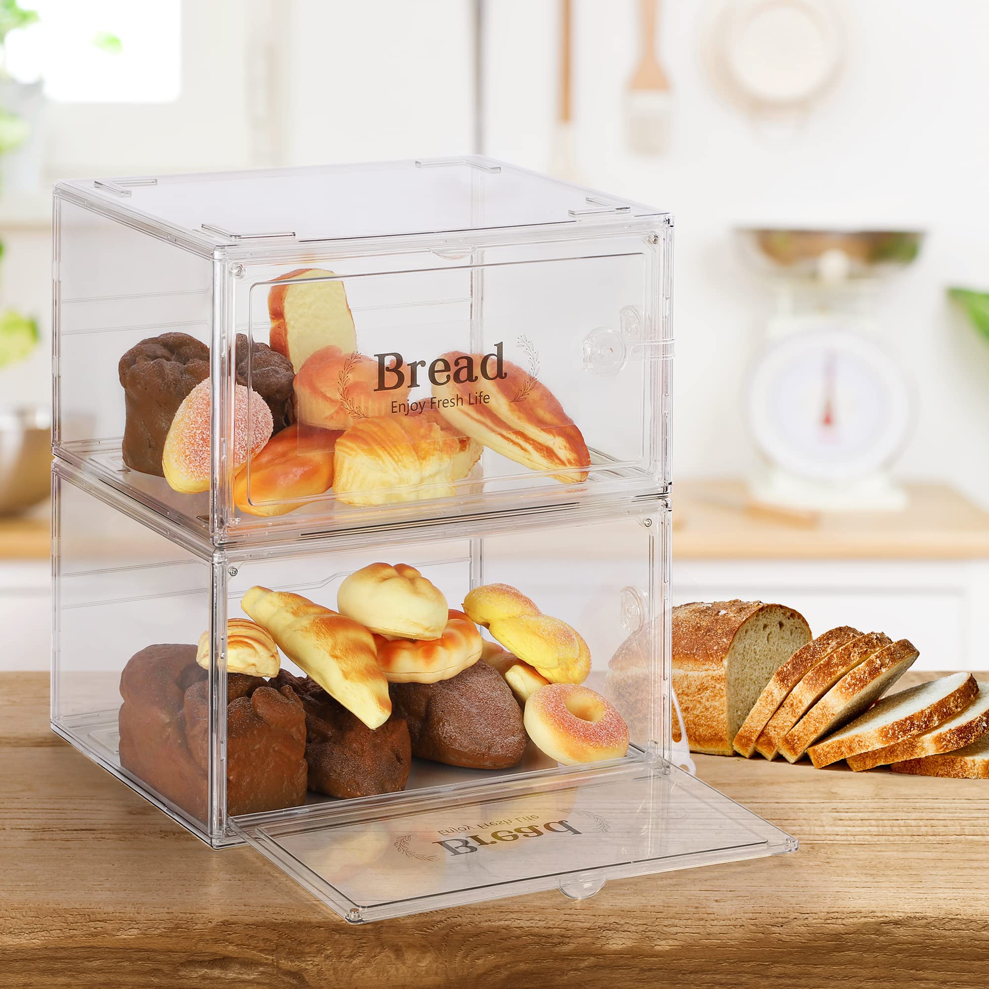 Amazon.co.jp: パンボックス キッチンカウンタートップ用 積み重ね可能