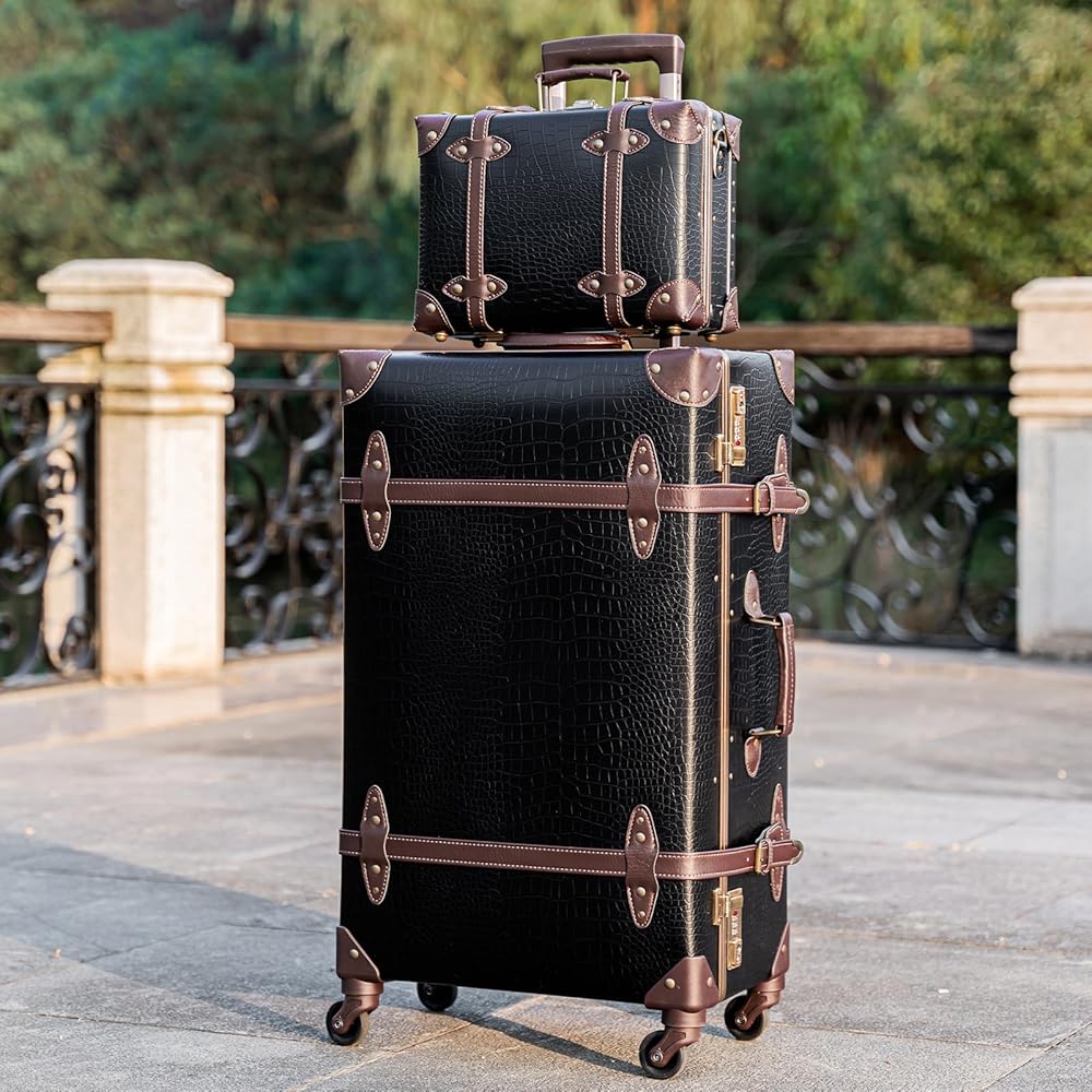 Amazon.com | urecity Vintage Luggage Set of 2, Retro Suitcase