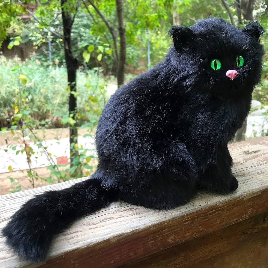 Amazon.co.jp: リアルな毛皮 黒猫の置物 シミュレーション 子猫 ホーム
