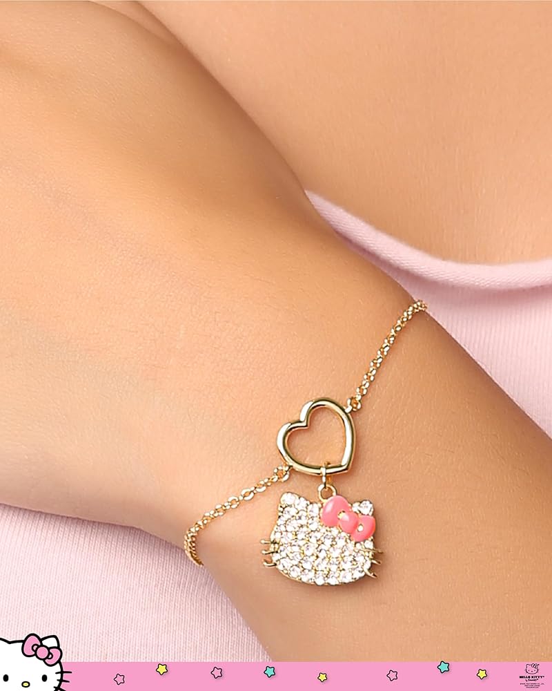 Amazon.com: SALLY ROSE Hello Kitty Pave Crystal Charm Bracelet for