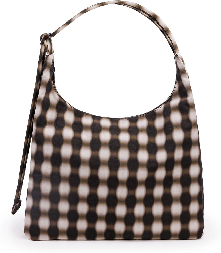 Amazon | Baggu ナイロンショルダーバッグ, ぼやけたギンガムブラウン