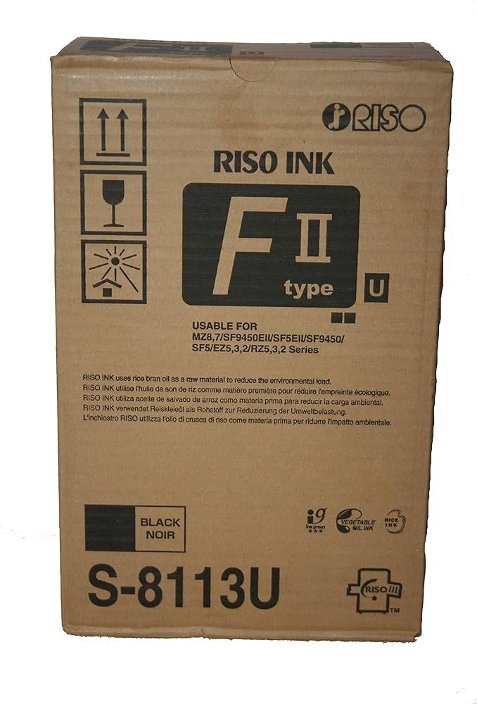 Riso S-8113 Black F II Type Duplicator Ink Box of 2 Risograph