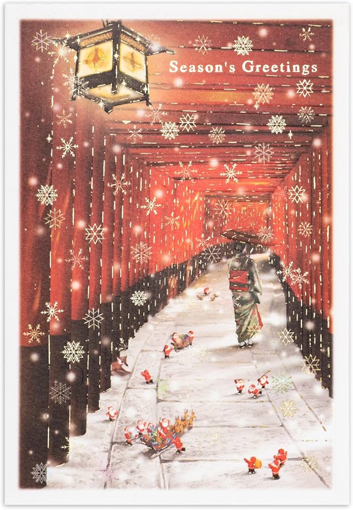 Amazon | ミニサンタ グリーティングライフ クリスマス カード 和風