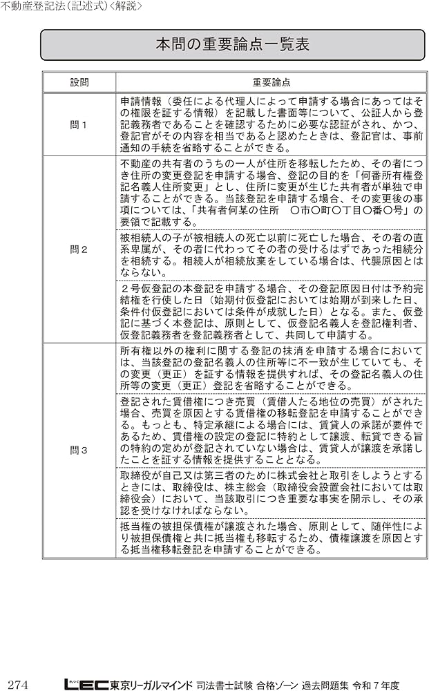 Amazon.co.jp: 司法書士 合格ゾーン 単年度版過去問題集 令和7年度