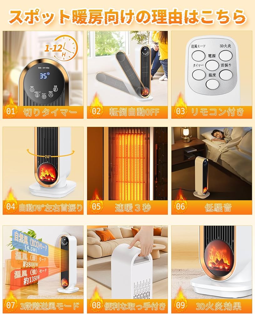 Amazon.co.jp: 【Amazon 限定ブランド】セラミックヒーター 【2025年冬