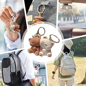 Amazon.co.jp: クマのカップルのキーホルダー、磁石キーリング, 磁気