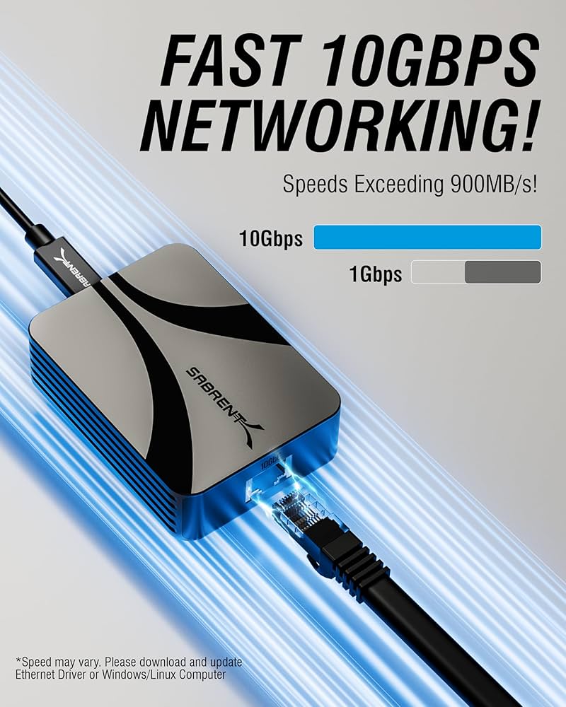 Amazon.com: SABRENT USB4 to 10 Gigabit Ethernet Adapter – USB-C to