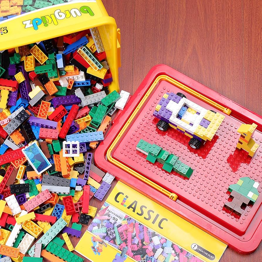 Building Bricks 1020 Pieces Set, 1000 Basic Building Blocks in 17