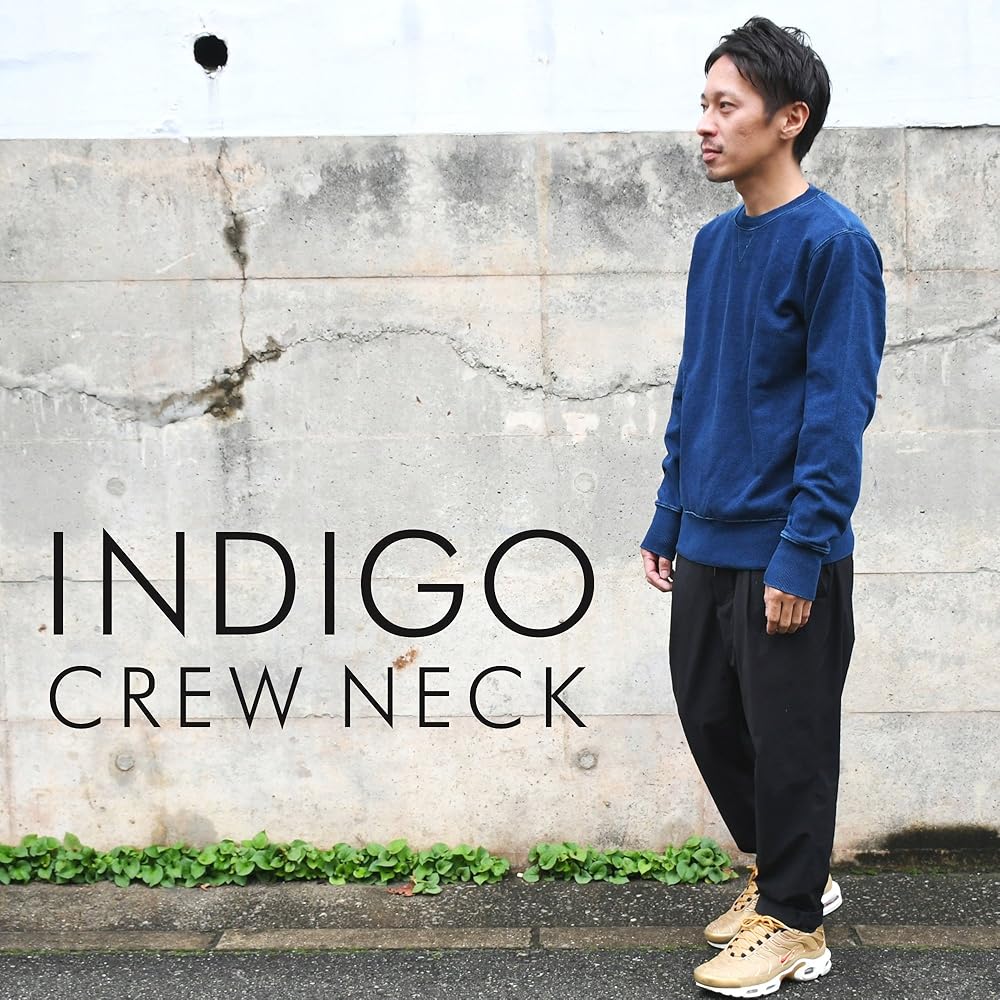 Amazon.co.jp: [工房壱] メンズ インディゴ デニム クルーネック