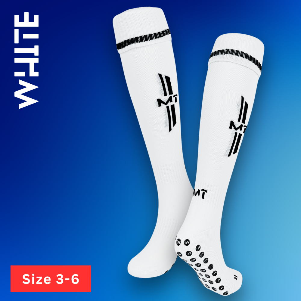 Ultimate Full Length White Football Grip Socks - Size 7-11