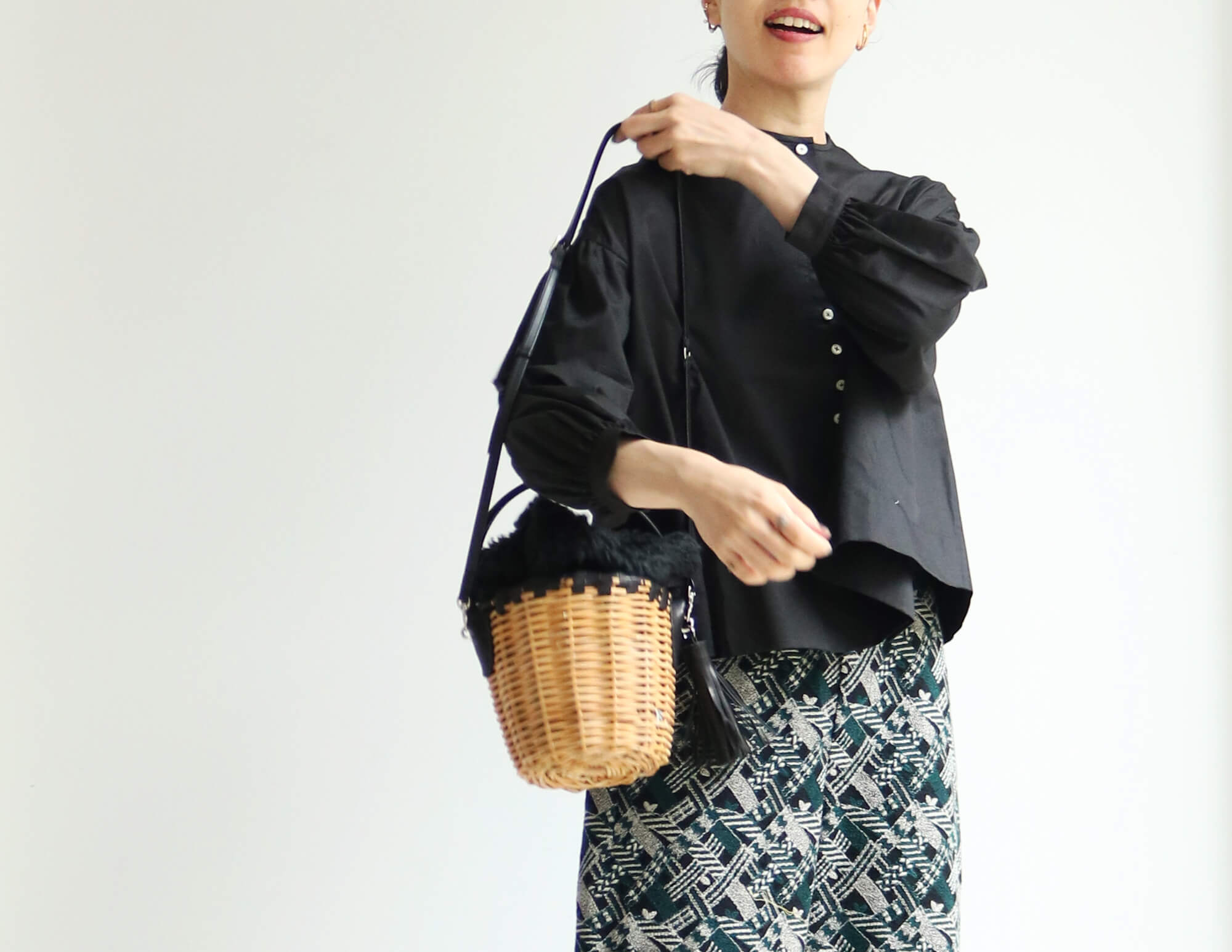 ebagosかごバッグ 黒ベルベット（日本製） ebagosかごバッグ 黒