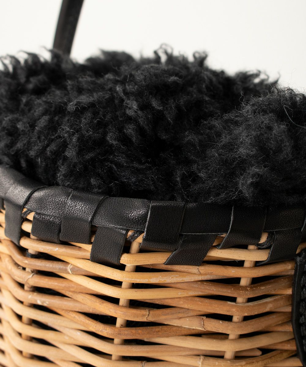 ebagos Amu Amu バスケットバケツ S (カシミアかぶせ） BLACKエバゴス