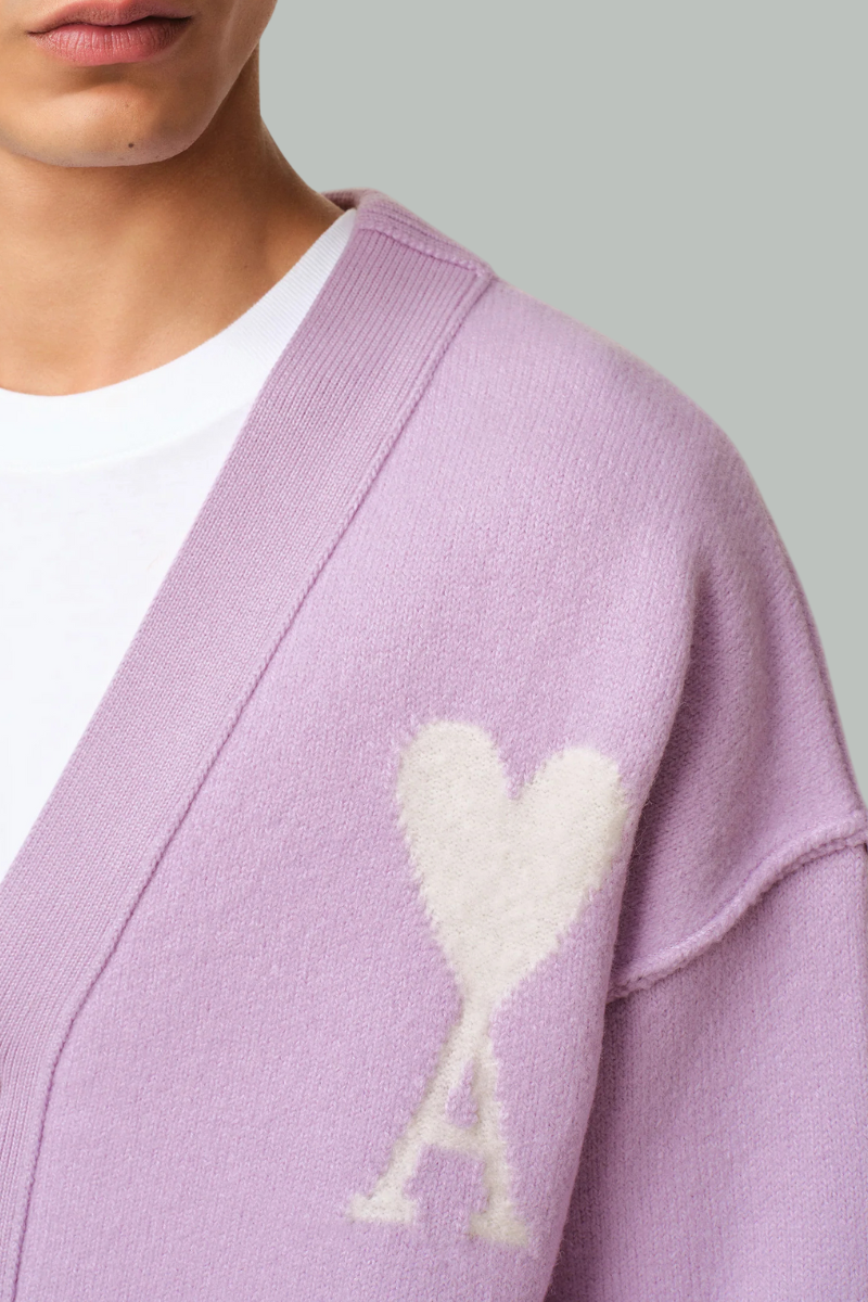 Ami of heart purple wool cardigan - Lilas - AMI PARIS
