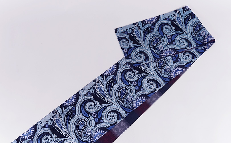 正絹袋帯 田中伝機業店 ブルー ペーズリー 両面リバーシブル | 袋帯