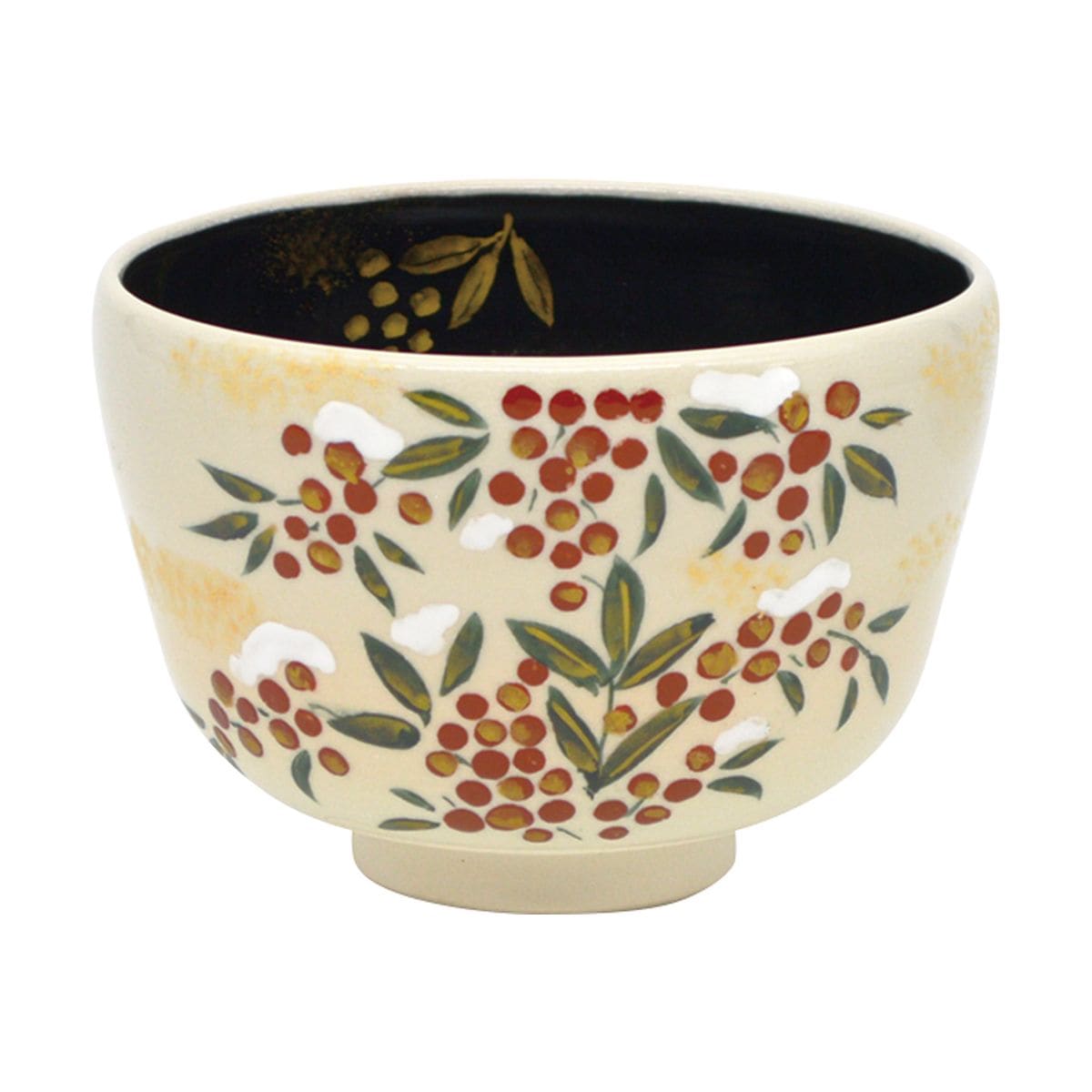 逢絢亭・新品茶道具 茶碗 京焼 仁清写 南天の絵 手塚充 手塚