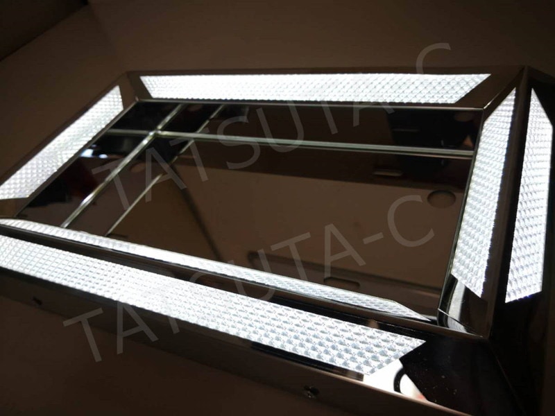 ステンレス 大型 ナンバー枠 ツインDX 鏡面 24V LED 色が変えられる