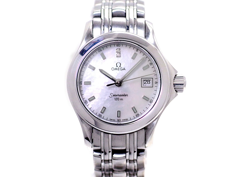 オメガ シーマスター 120M レディース 2581.64 ピンクシェル 2Pダイヤ