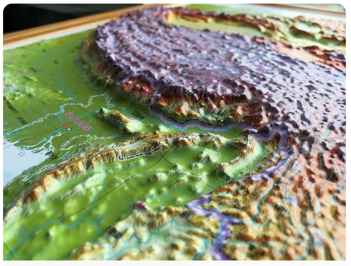 3D中国地図 中国地形 27x36cm 1：1880万 中国語版地図/新版中国凹凸